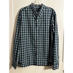 J. Crew Mens Shirt Large Green Plaid Classiccore Preppy Sz XXL Slim Untucked